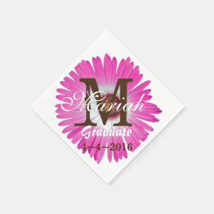 Hot Pink Gerbera Daisy Monogram Napkins