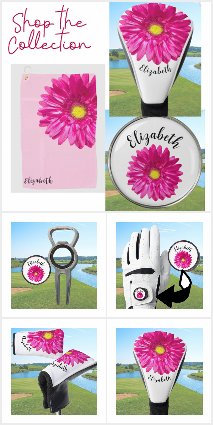 Hot Pink Gerbera Golf and Sports Gear