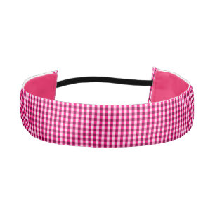 Hot Pink Gingham Pattern Athletic Headband