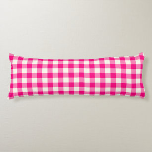 Hot Pink Gingham Bed Body Pillows Zazzle