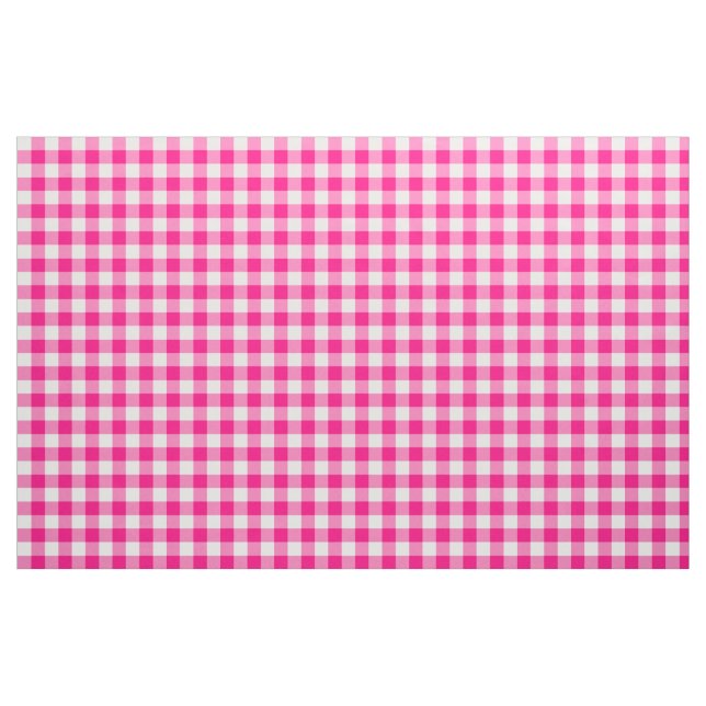 Hot Pink Gingham Pattern Fabric (Yard)