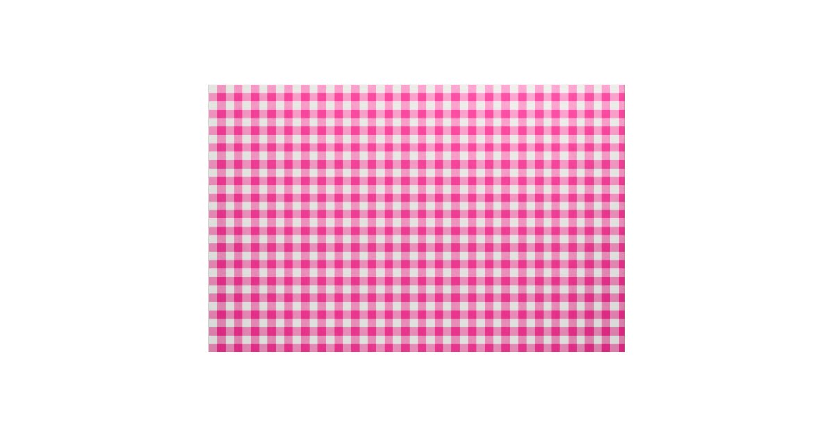 Hot Pink Gingham Pattern Fabric | Zazzle.com