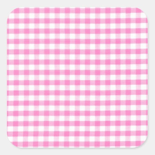 Hot pink Gingham pattern Square Sticker