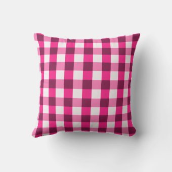 Hot Pink Gingham Pattern Throw Pillow | Zazzle