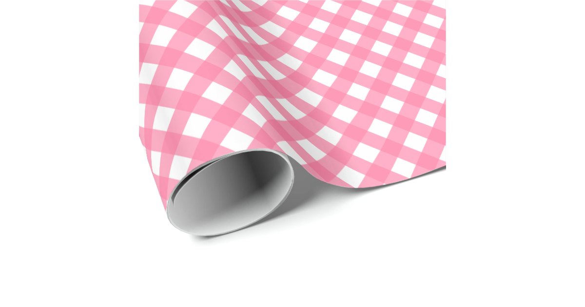 Hot Pink Gingham Print Glossy Wrapping Paper | Zazzle