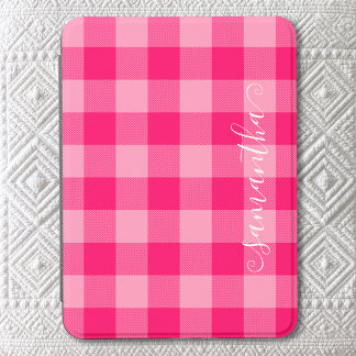 Hot Pink Gingham Short Curly Swash Signature Kindle Cover