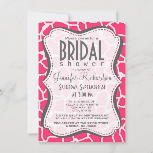 Hot Pink Giraffe Animal Print Invite