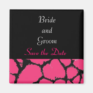 Hot Pink Giraffe Save the Date Magnet