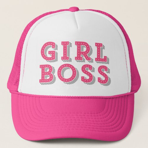 Hot Pink Girl Boss Quote Retro Marquee Trucker Hat