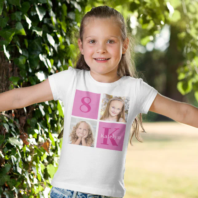Hot Pink Girl Photo Custom Birthday Party Kids TriBlend Shirt Zazzle