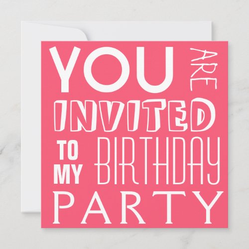 Hot Pink Girl's Birthday Party Text Announcement