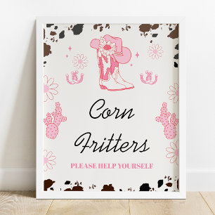 Hot Pink Girls First Rodeo 1st Birthday Party Sign