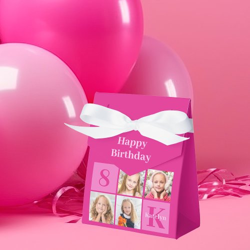 Hot Pink Girls Photo Custom Chic Birthday Party Favor Boxes