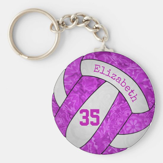 hot pink girls' volleyball keychain name number
