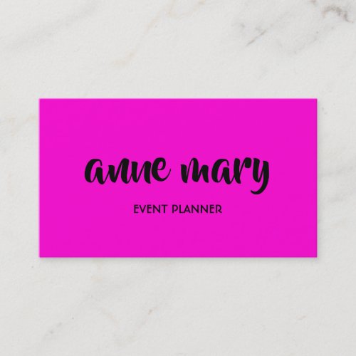 Hot Pink Girly Calligraphy Event Planner Trendy Business Card