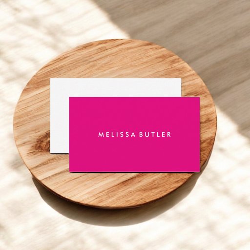Customizable Hot Pink Girly Minimalist Business Card