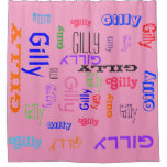 Hot Pink Girly Name Collage Customizable Shower Curtain at Zazzle