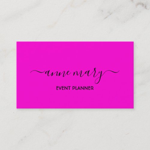 Hot Pink Girly Trendy Calligraphy Event Planner  Business Card