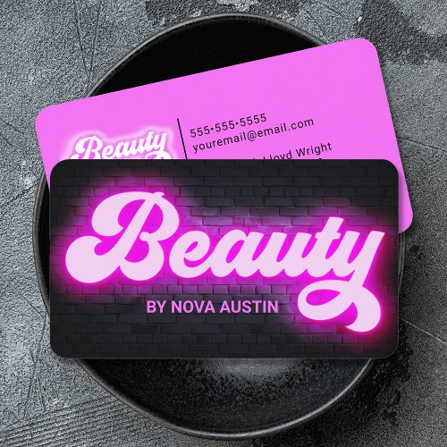 Hot Pink Glam Beauty Salon Hairstylist QR Code Business Card