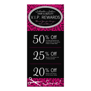 Hot Pink Glam Custom Salon Coupon Rack Cards