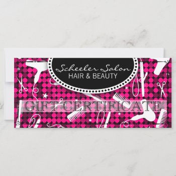 Hot Pink Glam Hair & Beauty Gift Certificate by creativetaylor at Zazzle