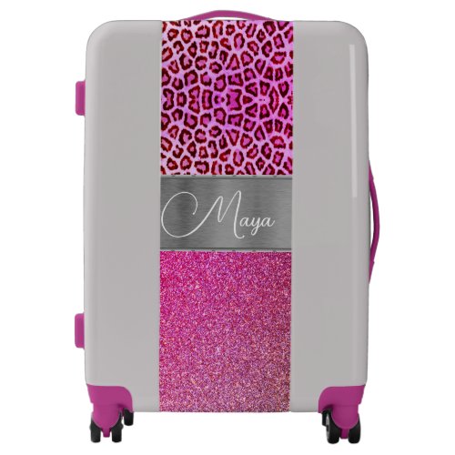 Hot Pink Glam Leopard Luggage