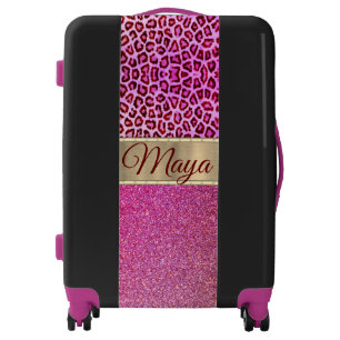 Hot Pink Glam Leopard Luggage