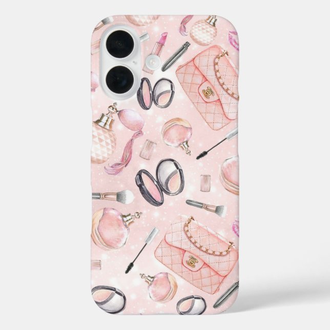 Hot Pink Glam Makeup Phone Case (Back)