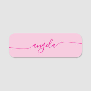 Hot Pink Glam Signature Centered Name Name Tag