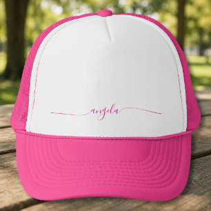 Hot Pink Glam Signature Name Trucker Hat