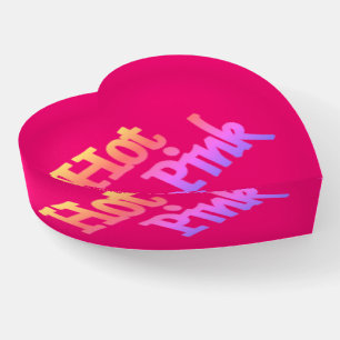Hot Pink glass heart paperweight