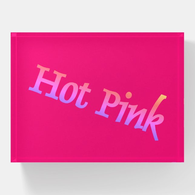 Hot Pink glass rectangle paperweight (Front)
