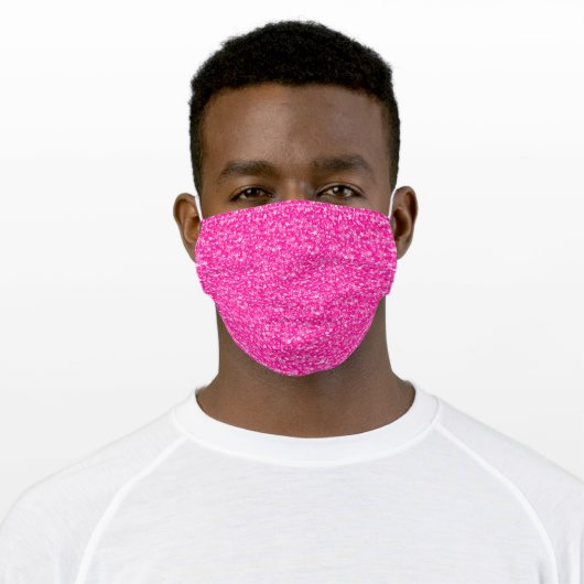 Hot Pink Glitter Adult Cloth Face Mask (Worn)