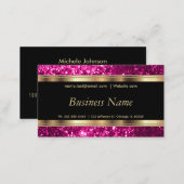 Hot Pink Glitter and Elegant Gold Business Card (Front/Back)