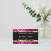 Hot Pink Glitter and Elegant Gold Business Card (Standing Front)