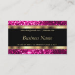 Hot Pink Glitter and Elegant Gold Business Card