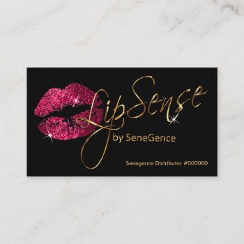 Hot Pink Glitter And Gold Lipsense Senegence Business Card by DesignsbyDonnaSiggy at Zazzle