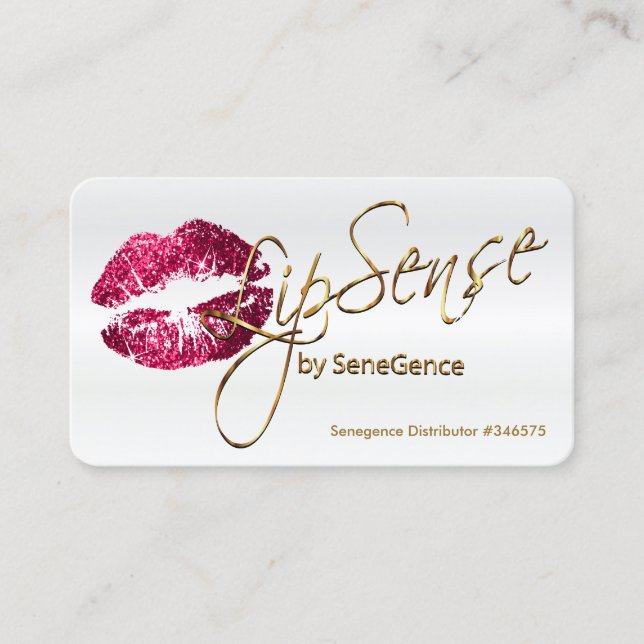 Hot Pink Glitter and Gold - Satin White Business Card (Front)