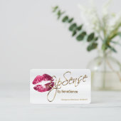 Hot Pink Glitter and Gold - Satin White Business Card (Standing Front)