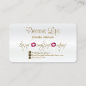 Hot Pink Glitter and Gold - Satin White Business Card (Back)