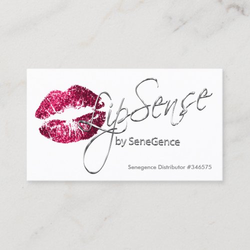 Hot Pink Glitter and Silver _ White Business Card