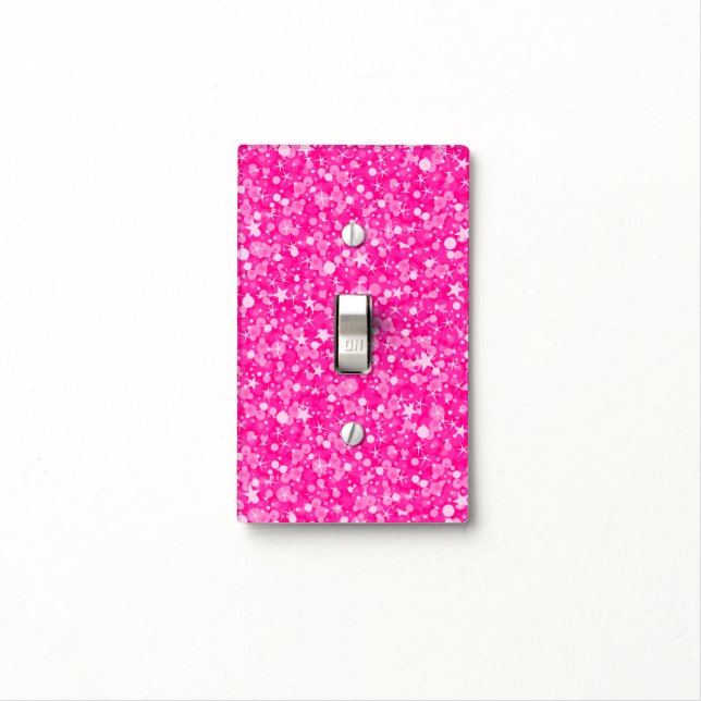 Hot Pink Glitter And Sparkles Light Switch Cover (In Situ)
