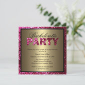 Hot Pink Glitter Bachelorette Party Invitation (Standing Front)
