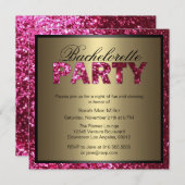 Hot Pink Glitter Bachelorette Party Invitation (Front/Back)
