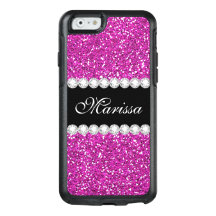 Hot Pink Glitter Iphone 6 6s Cases Cover Zazzle