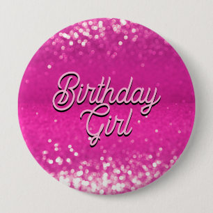 Hot Pink Glitter Bokeh Custom Text Button