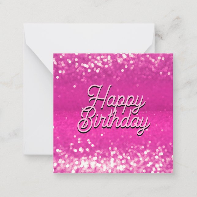 Hot Pink Glitter Bokeh Custom Text Note Card (Front)