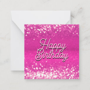 Hot Pink Glitter Bokeh Custom Text Note Card
