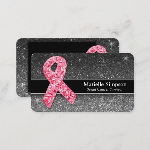 Hot Pink Glitter Breast Cancer Survivor Coach Busi Business Card