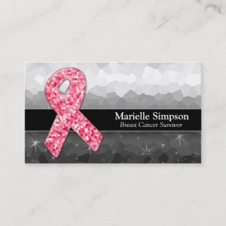 Hot Pink Glitter Breast Cancer Survivor Coach Business Card